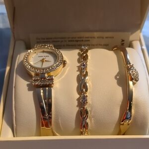 Anne Klein Gold-Tone Watch and Bracelet Trio